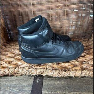 Nike Sz 10 Men's Ebernon Mid Top Black/Black Classic Shoes Sneakers